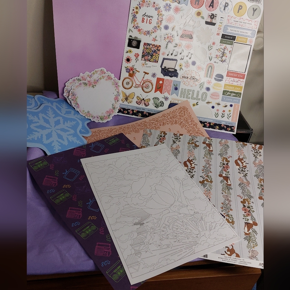 Lot of Scrapbooking Paper and Stickers